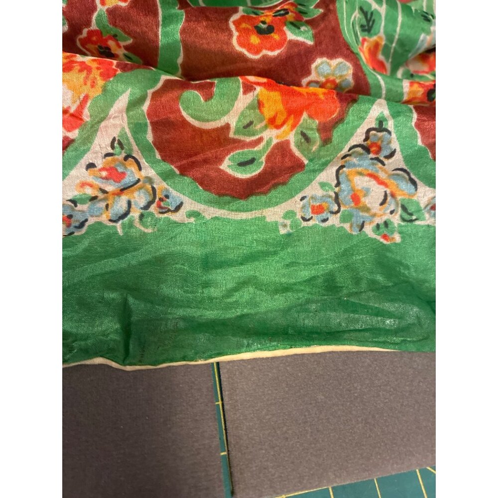 VTG silk scarf Asian Art Museum San Francisco floral pattern READ - Picture 5 of 11
